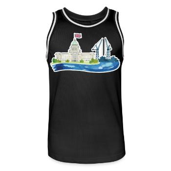 Belfast Skyline City Hall & Cranes UK - Männer Basketball-Trikot - Schwarz/Weiß - Vorne - AI Model Male 185 dark (185cm)