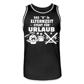 Le « U » dans congé parental signifie vacances - Maillot de basket Homme - noir/blanc - Devant - AI Model Male 185 dark (185cm)