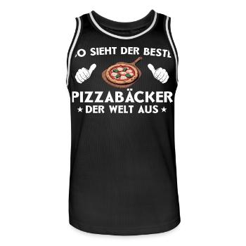 Pizza Best Pizza Maker Gift Idea - Men's Basketball Jersey - black/white - Front - AI Model Male 185 dark (185cm)