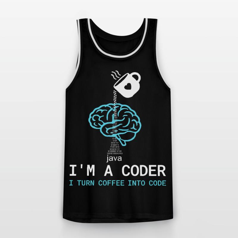 T-shirt Coder : Du café dans le code – Nerdy Programmie Maillot de basket Homme