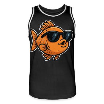 Goldfisch mit Sonnenbrille - Männer Basketball-Trikot - Schwarz/Weiß - Vorne - AI Model Male 185 dark (185cm)