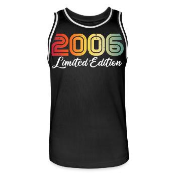 2006 Geburtstagsgeschenk 20 Jahre alt, 20. Geburtstagsgeschenk - Männer Basketball-Trikot - Schwarz/Weiß - Vorne - AI Model Male 185 dark (185cm)