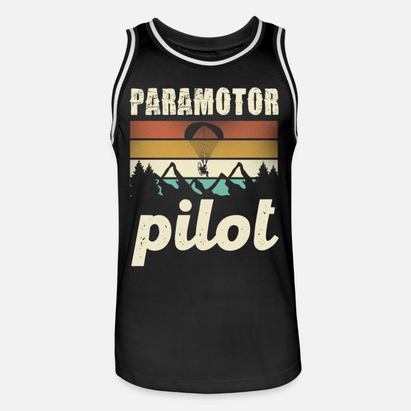 Paramotor Pilot Retro Sunset - Maillot de basket Homme - noir/blanc
