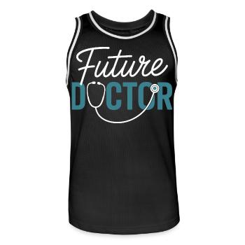 Future conception du stéthoscope Doctor - Maillot de basket Homme - noir/blanc - Devant - AI Model Male 185 dark (185cm)