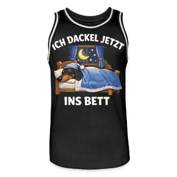 Official Dachshund Black I'm now going to the - Men's Basketball Jersey - black/white - Front - AI Model Male 185 dark (185cm)