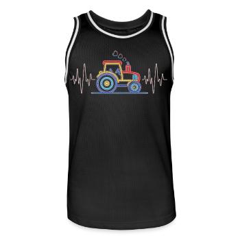 Tracteur Heartbeat - Agriculture ECG pour agriculteurs - Maillot de basket Homme - noir/blanc - Devant - AI Model Male 185 dark (185cm)