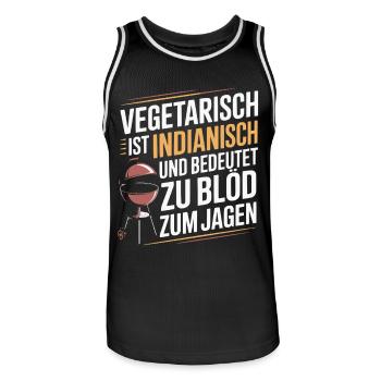 Vegetarisch ist Indianisch BBQ Grill Spruch - Männer Basketball-Trikot - Schwarz/Weiß - Vorne - AI Model Male 185 dark (185cm)