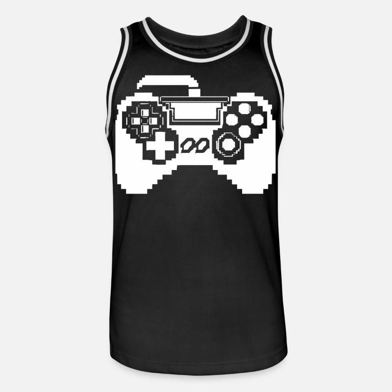 Game Controller Pixel Grafik - Männer Basketball-Trikot - Schwarz/Weiß