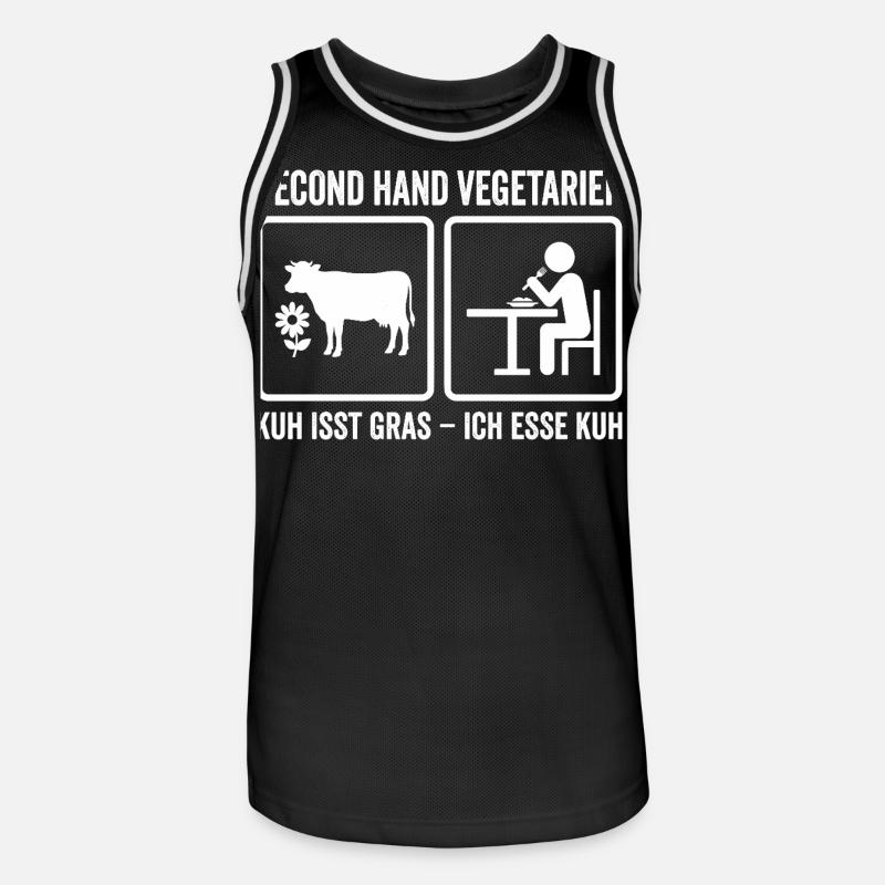Second Hand Vegetarier – Lustiges Fleisch Design - Männer Basketball-Trikot - Schwarz/Weiß
