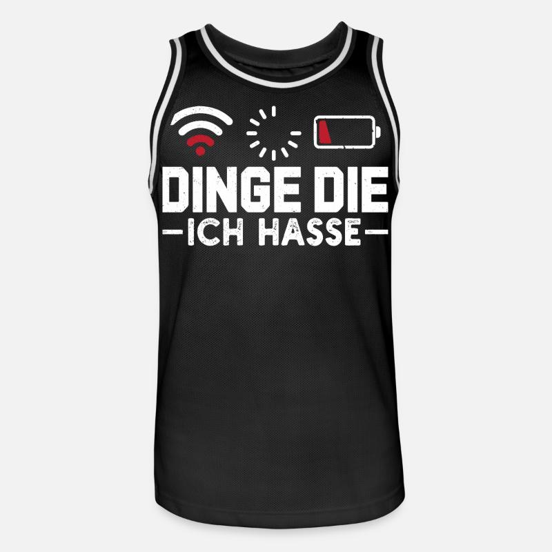 Nerd Computer THINGS I HATE FUNNY - Men's Basketball Jersey - black/white