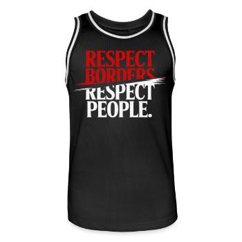 Respecter les frontières Respecter les gens - Groenland - Maillot de basket Homme - noir/blanc - Devant - AI Model Male 185 dark (185cm)
