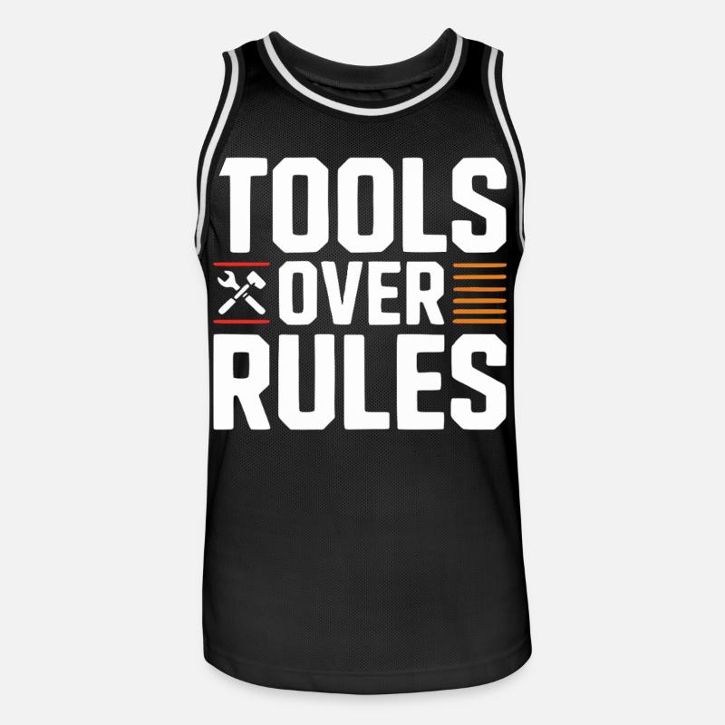 Tools Over Rules Statement Design - Männer Basketball-Trikot - Schwarz/Weiß