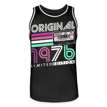 Cadeau d’anniversaire pour le 50e anniversaire 1976 Vintage Retro - Maillot de basket Homme - noir/blanc - Devant - AI Model Male 185 dark (185cm)