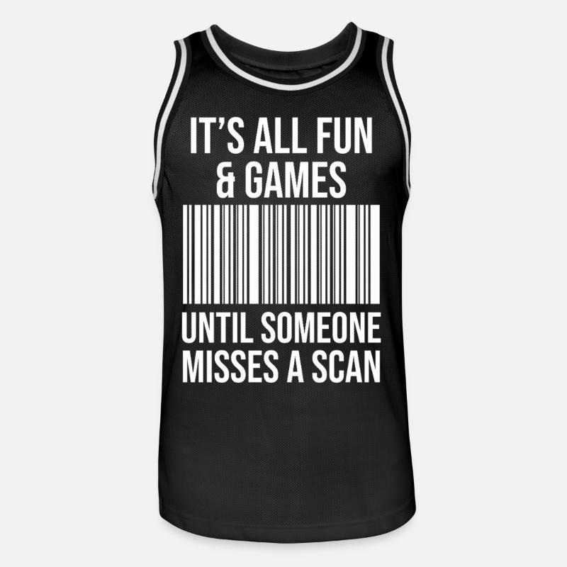 Barcode joke: Fun while scanning - Men's Basketball Jersey - black/white