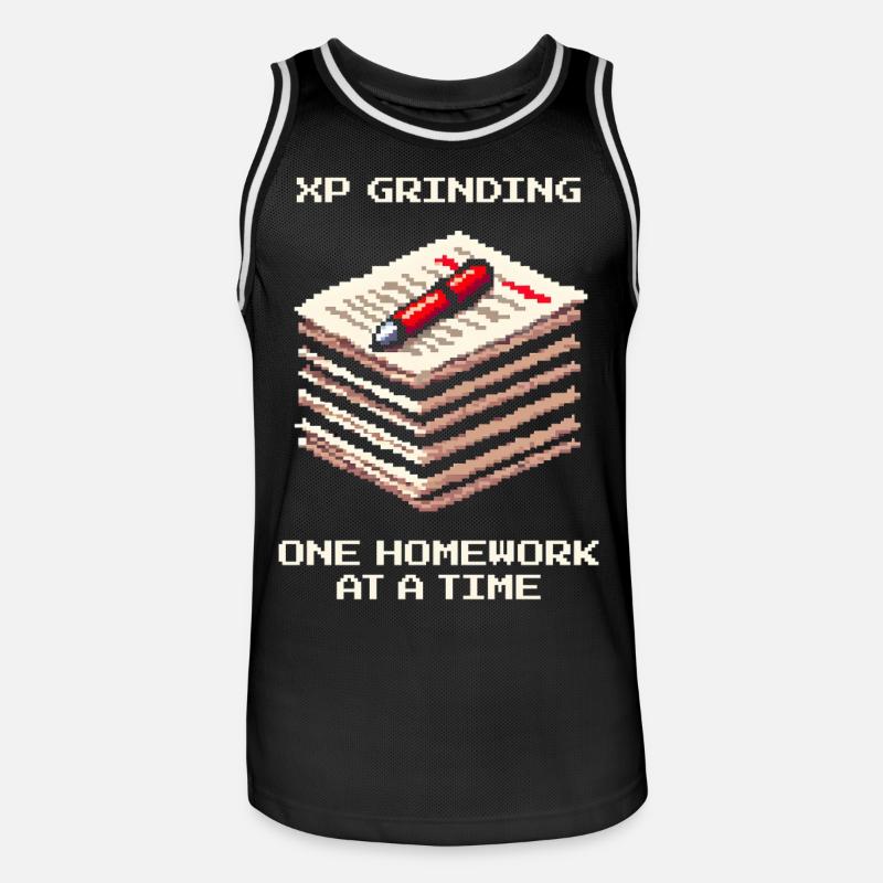XP Grind : Devoirs pour devoirs | École - Maillot de basket Homme - noir/blanc
