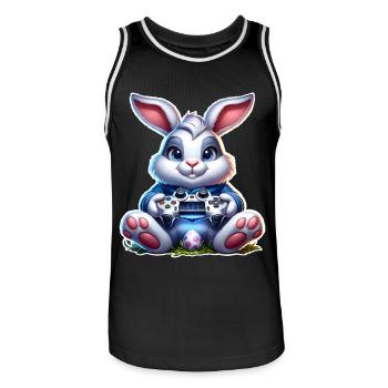 Joueur de Jeux de Lapins de Pâques - Maillot de basket Homme - noir/blanc - Devant - AI Model Male 185 dark (185cm)