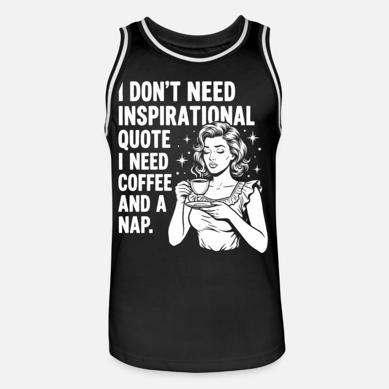 Echte Kaffeeliebe Nickerchen Statement - Männer Basketball-Trikot - Schwarz/Weiß