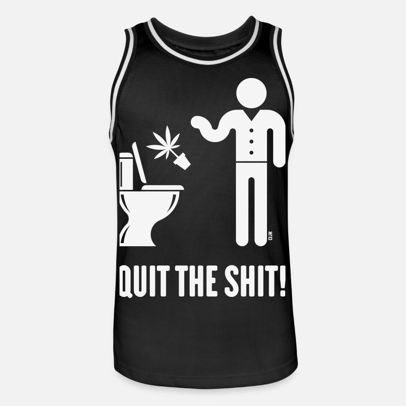 Smettila con queste stronzate! (Cannabis / Marijuana / Canapa / W) - Maglia da basket per uomo - nero/bianco