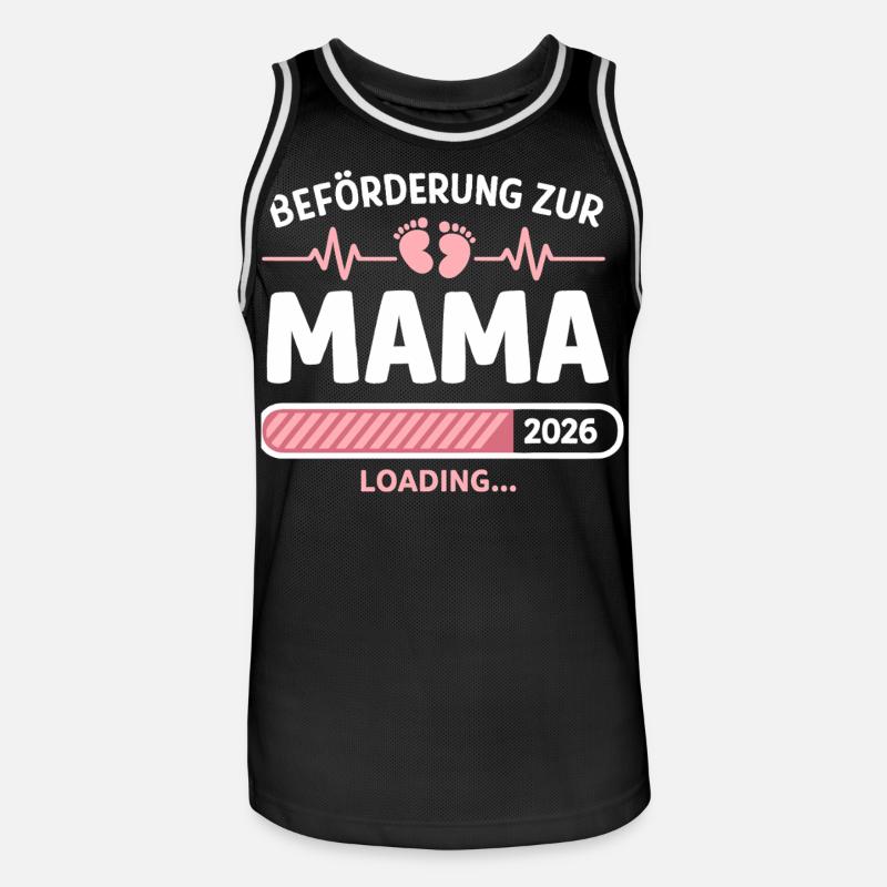 Mama 2026 Loading Beförderung Geschenk - Männer Basketball-Trikot - Schwarz/Weiß