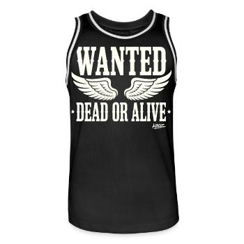 Recherché mort ou vivant avec des ailes - Maillot de basket Homme - noir/blanc - Devant - AI Model Male 185 dark (185cm)
