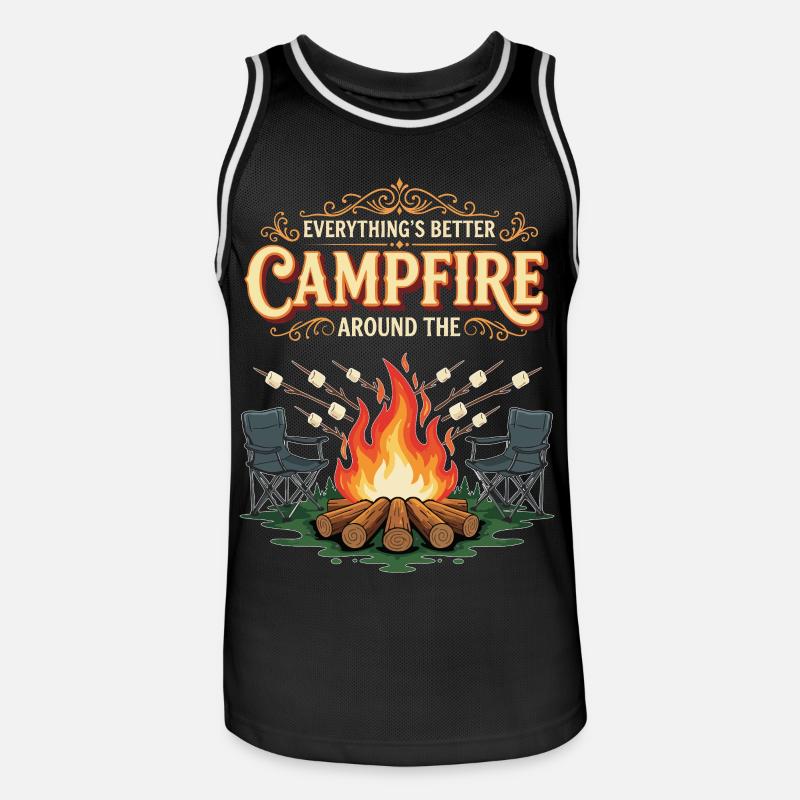 Camping Campfire Marshmallow Everything's Better - Maillot de basket Homme - noir/blanc