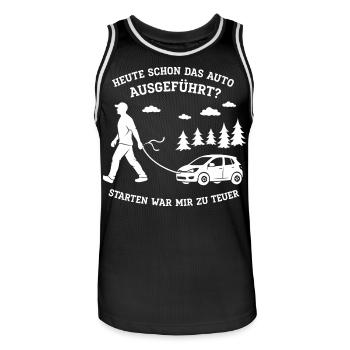 Heute Schon Das Auto Ausgeführt ? - Männer Basketball-Trikot - Schwarz/Weiß - Vorne - AI Model Male 185 dark (185cm)