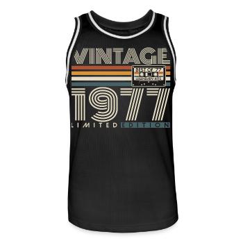 1977 Vintage Vintage Rétro Cadeau d’anniversaire - Maillot de basket Homme - noir/blanc - Devant - AI Model Male 185 dark (185cm)