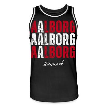 Aalborg im Herzen, Dänemark Gegenwart - Männer Basketball-Trikot - Schwarz/Weiß - Vorne - AI Model Male 185 dark (185cm)