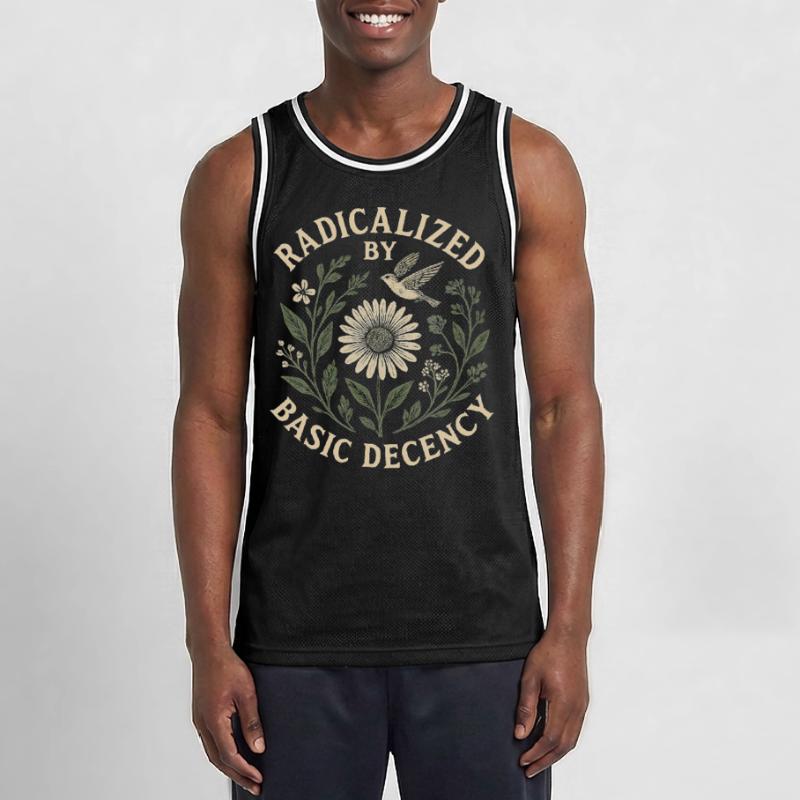 Radicalized by Basic Decency Statement Trend Men's Basketball Jersey