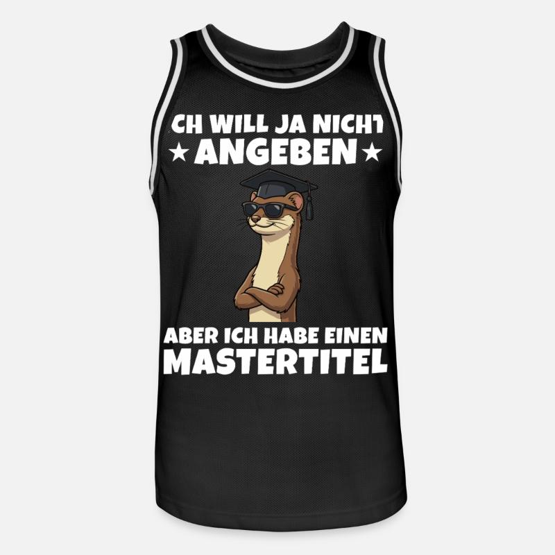 Mastertitel geschafft Wiesel Studium Abschluss - Männer Basketball-Trikot - Schwarz/Weiß