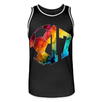 NO. 17 FOOTBALLER NUMBER 17 FOOTBALL 17TH BIRTHDAY - Men's Basketball Jersey - black/white - Front - AI Model Male 185 dark (185cm)