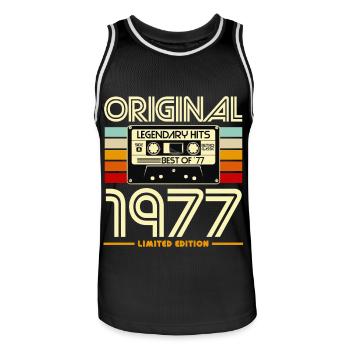 Original 1977 Limited Edition Cassette - Maillot de basket Homme - noir/blanc - Devant - AI Model Male 185 dark (185cm)