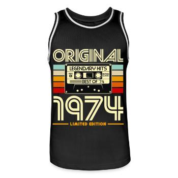 Original 1974 Limited Edition Cassette - Maillot de basket Homme - noir/blanc - Devant - AI Model Male 185 dark (185cm)