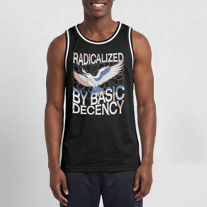 Radicalized by Basic Decency Statement Art Men's Basketball Jersey