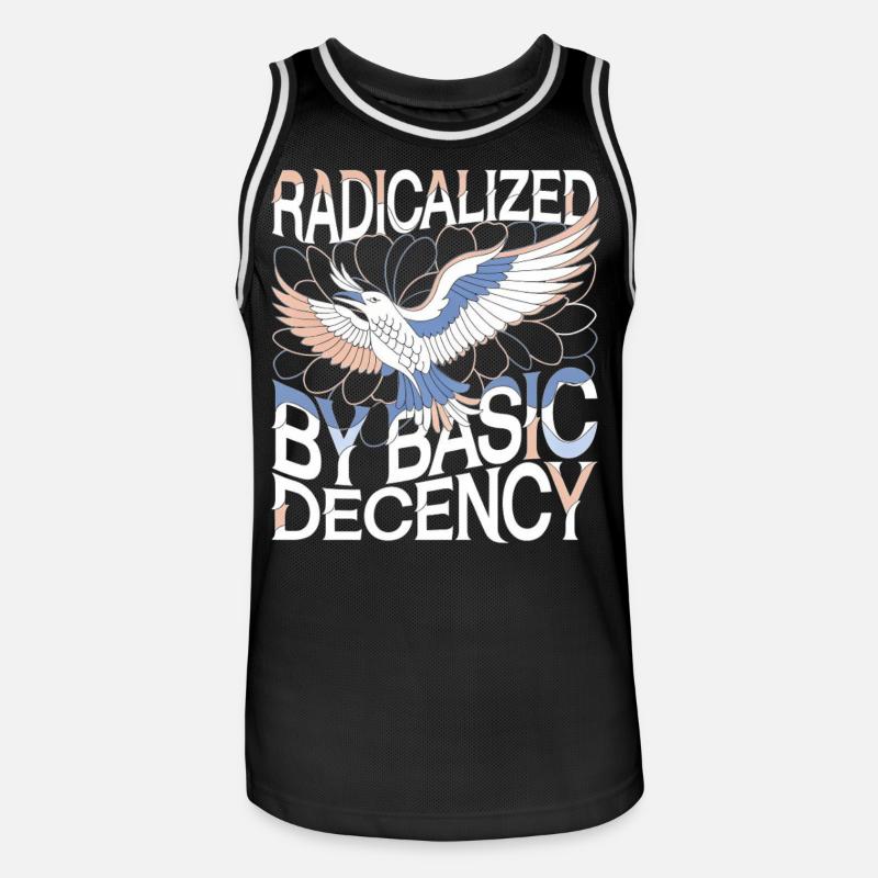 Radicalized by Basic Decency Statement Kunst - Männer Basketball-Trikot - Schwarz/Weiß
