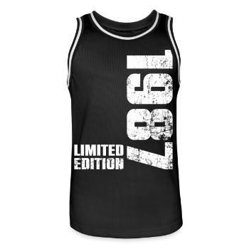 Cadeau d'anniversaire 39 ans 1987 Homme Femme - Maillot de basket Homme - noir/blanc - Devant - AI Model Male 185 dark (185cm)