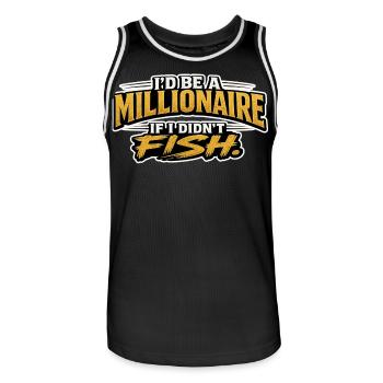 I’d Be A Millionaire If I Didn’t Fish Funny Design - Men's Basketball Jersey - black/white - Front - AI Model Male 185 dark (185cm)