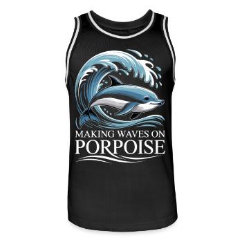 Faire sensation sur Porsouin Porsouse en disant - Maillot de basket Homme - noir/blanc - Devant - AI Model Male 185 dark (185cm)