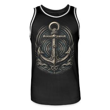 Shanty Chor Seemannslieder - Männer Basketball-Trikot - Schwarz/Weiß - Vorne - AI Model Male 185 dark (185cm)