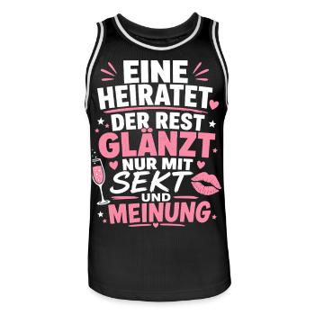 Eine heiratet. Der Rest glänzt nur mit Sekt - Männer Basketball-Trikot - Schwarz/Weiß - Vorne - AI Model Male 185 dark (185cm)