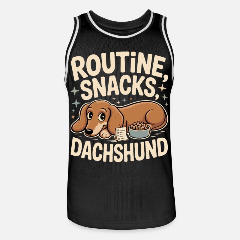 Routine Snacks Dackel - Männer Basketball-Trikot - Schwarz/Weiß