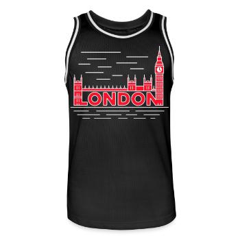 London Skyline Bold Red - Men's Basketball Jersey - black/white - Front - AI Model Male 185 dark (185cm)