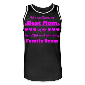 Best Mom Team – Family Joy Pink - Men's Basketball Jersey - black/white - Front - AI Model Male 185 dark (185cm)