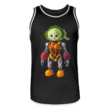 Robot Chou | Design artistique créatif pour la nourriture - Maillot de basket Homme - noir/blanc - Devant - AI Model Male 185 dark (185cm)