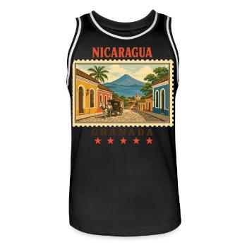 Nicaragua Granada Vintage Reisemarke - Männer Basketball-Trikot - Schwarz/Weiß - Vorne - AI Model Male 185 dark (185cm)