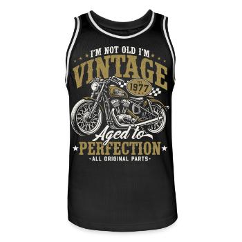 1977 Jahrgang Vintage Motorrad Geburtstag Geschenk - Männer Basketball-Trikot - Schwarz/Weiß - Vorne - AI Model Male 185 dark (185cm)