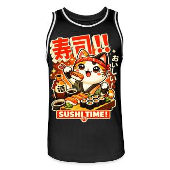 Kawaii Sushi Katze - Männer Basketball-Trikot - Schwarz/Weiß - Vorne - AI Model Male 185 dark (185cm)