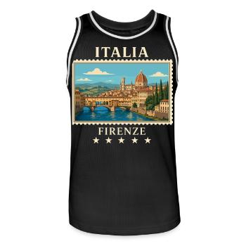 Italien Florenz Vintage Reisemarke - Männer Basketball-Trikot - Schwarz/Weiß - Vorne - AI Model Male 185 dark (185cm)