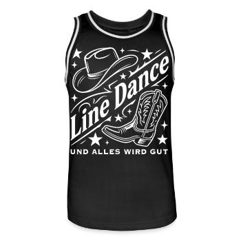 Line Dance Cowboyhut Stiefel Grafik - Männer Basketball-Trikot - Schwarz/Weiß - Vorne - AI Model Male 185 dark (185cm)