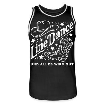 Line Dance Cowboy Flair - Männer Basketball-Trikot - Schwarz/Weiß - Vorne - AI Model Male 185 dark (185cm)